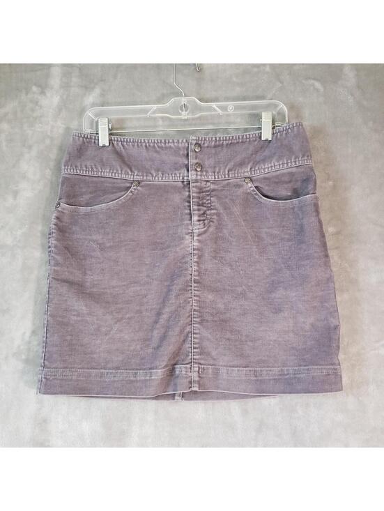 Athleta Dresses & Skirts - Athleta Corduroy Purple Snap Front Straight Skirt Pockets Size 6